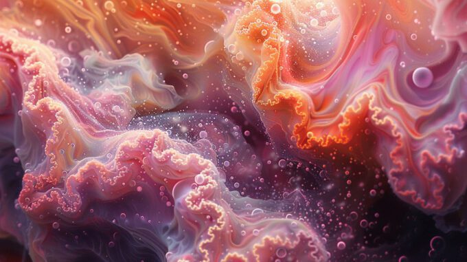a swirling organic pattern dark and light bubbles and swirly tentacles